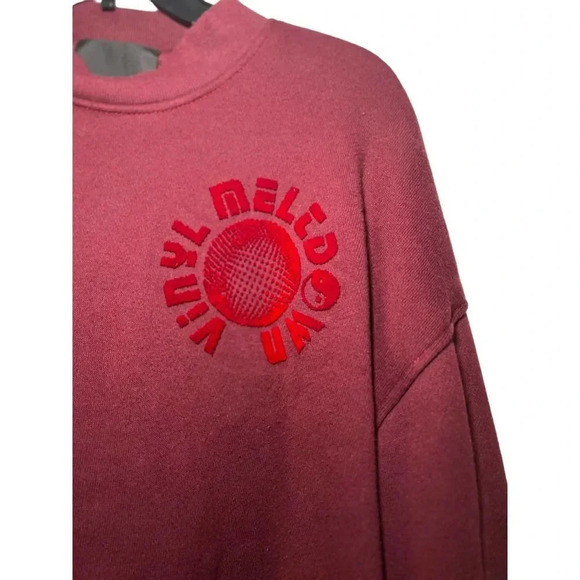 Alexander Wang Burgundy Oversized Cropped Vinyl Meltdown Sweatshirt - Picture 8 of 9